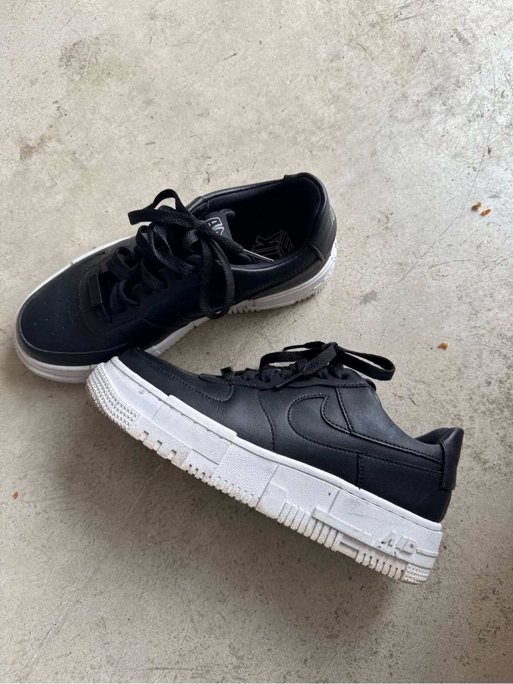 Nike Black Leather Sneakers with White Sole